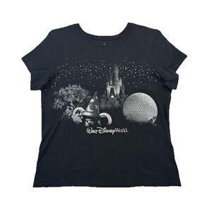 Disney Parks Walt Disney World 4 Parks Graphic Tee Shirt Black 3X Plus Sparkles